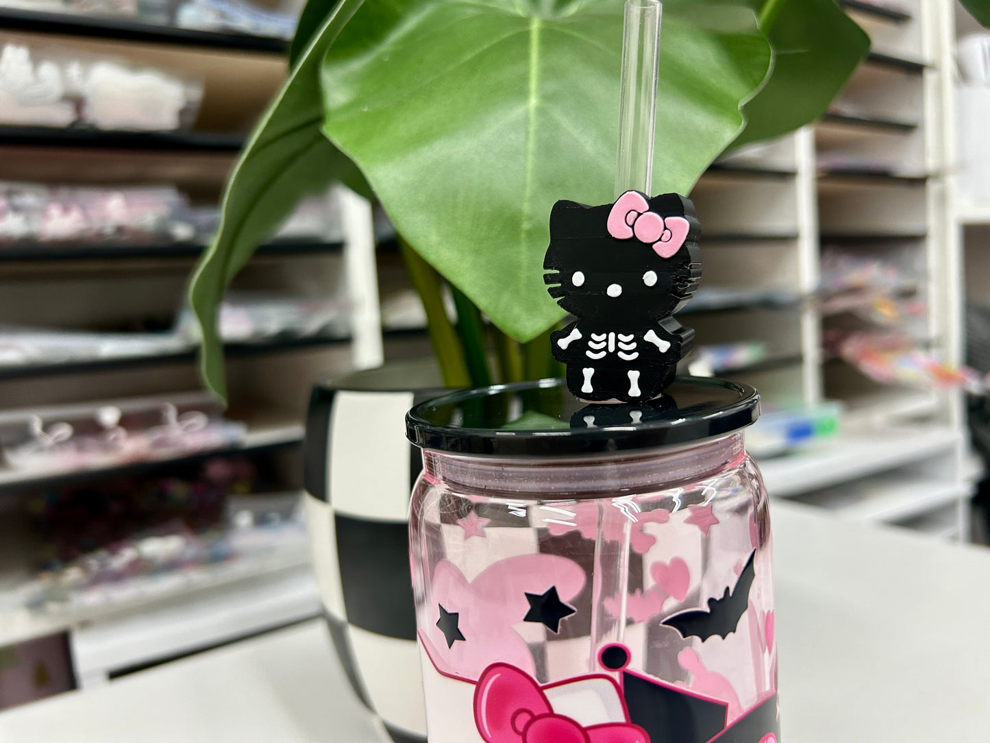 3D - Kawaii Skeleton Straw Topper