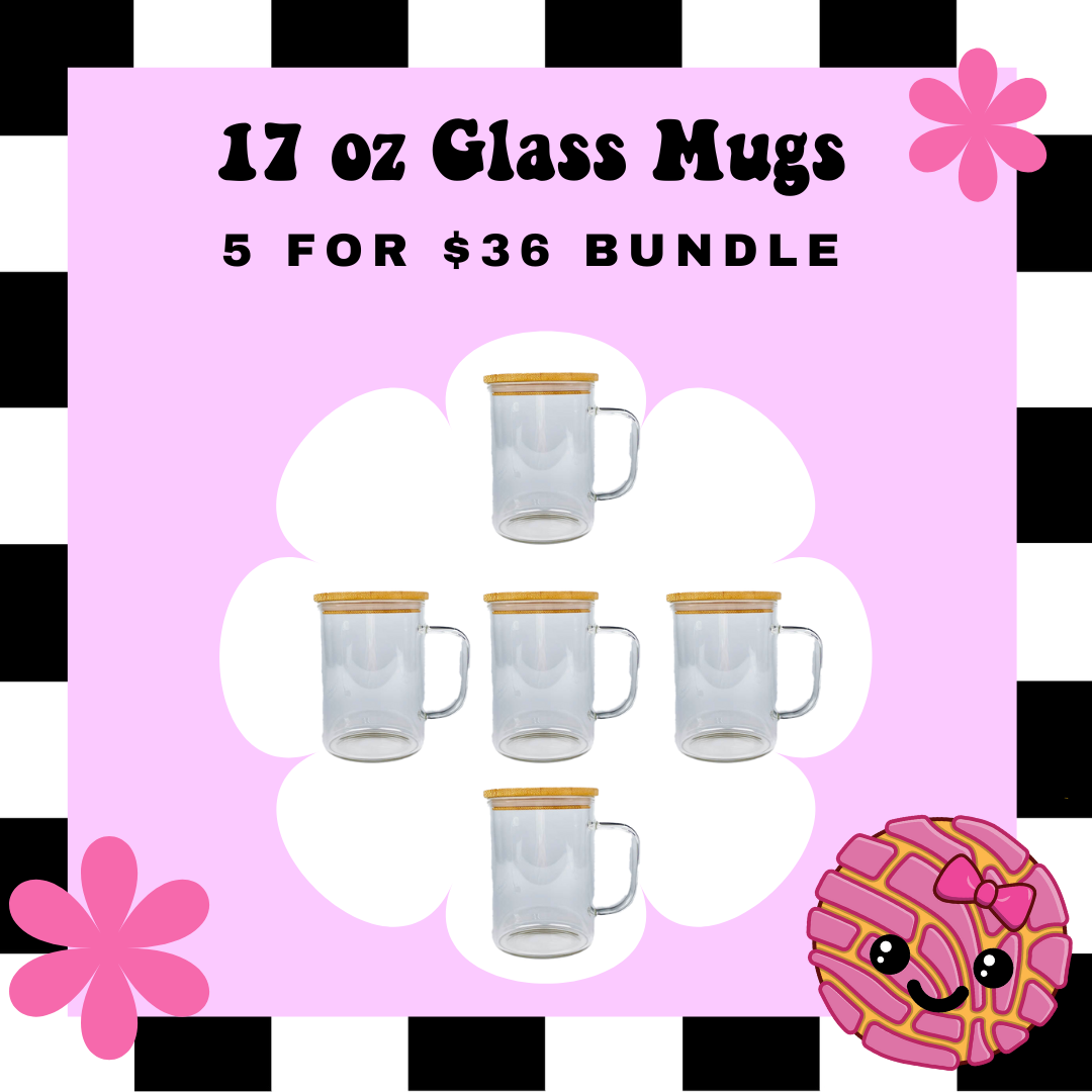 PREORDER - 17 oz Glass Mug 5 pc Bundle
