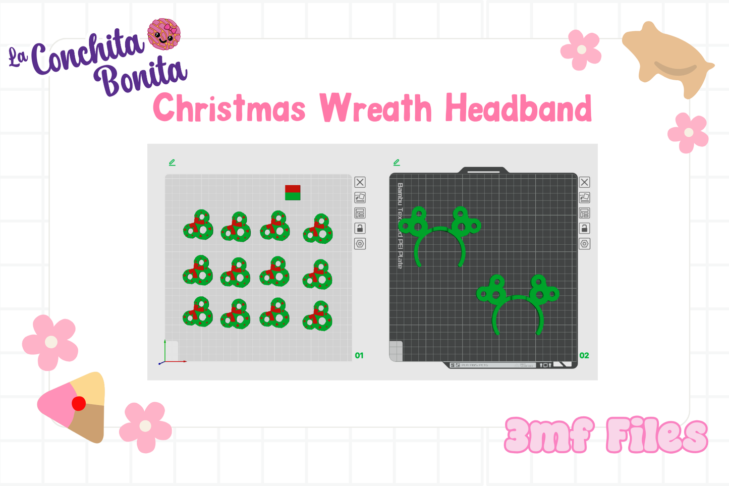 Christmas Wreath Headband 3MF Files