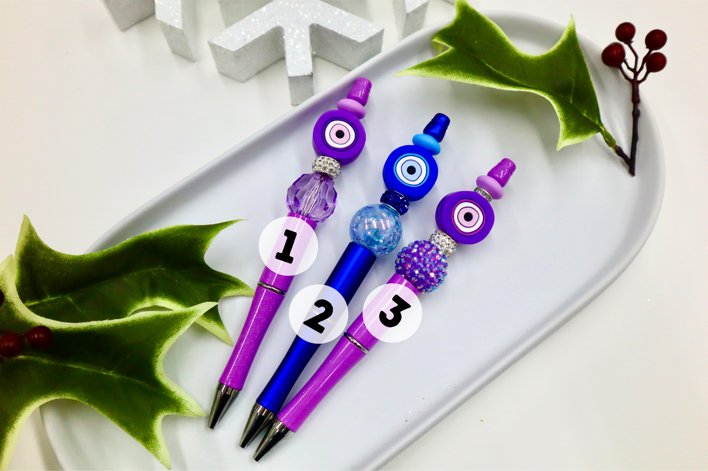 Beaded Pen Evil Eyes (#1-3)