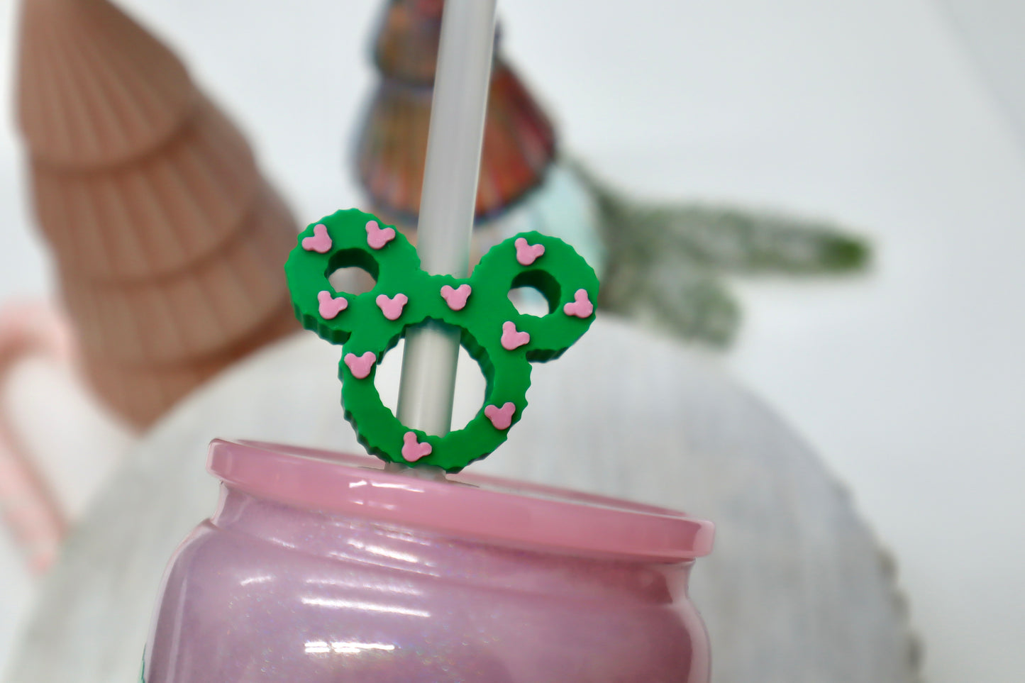Green Mouse Straw Toppers