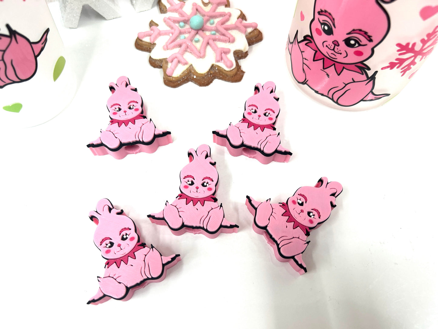 Pink Xmas Baby Straw Topper