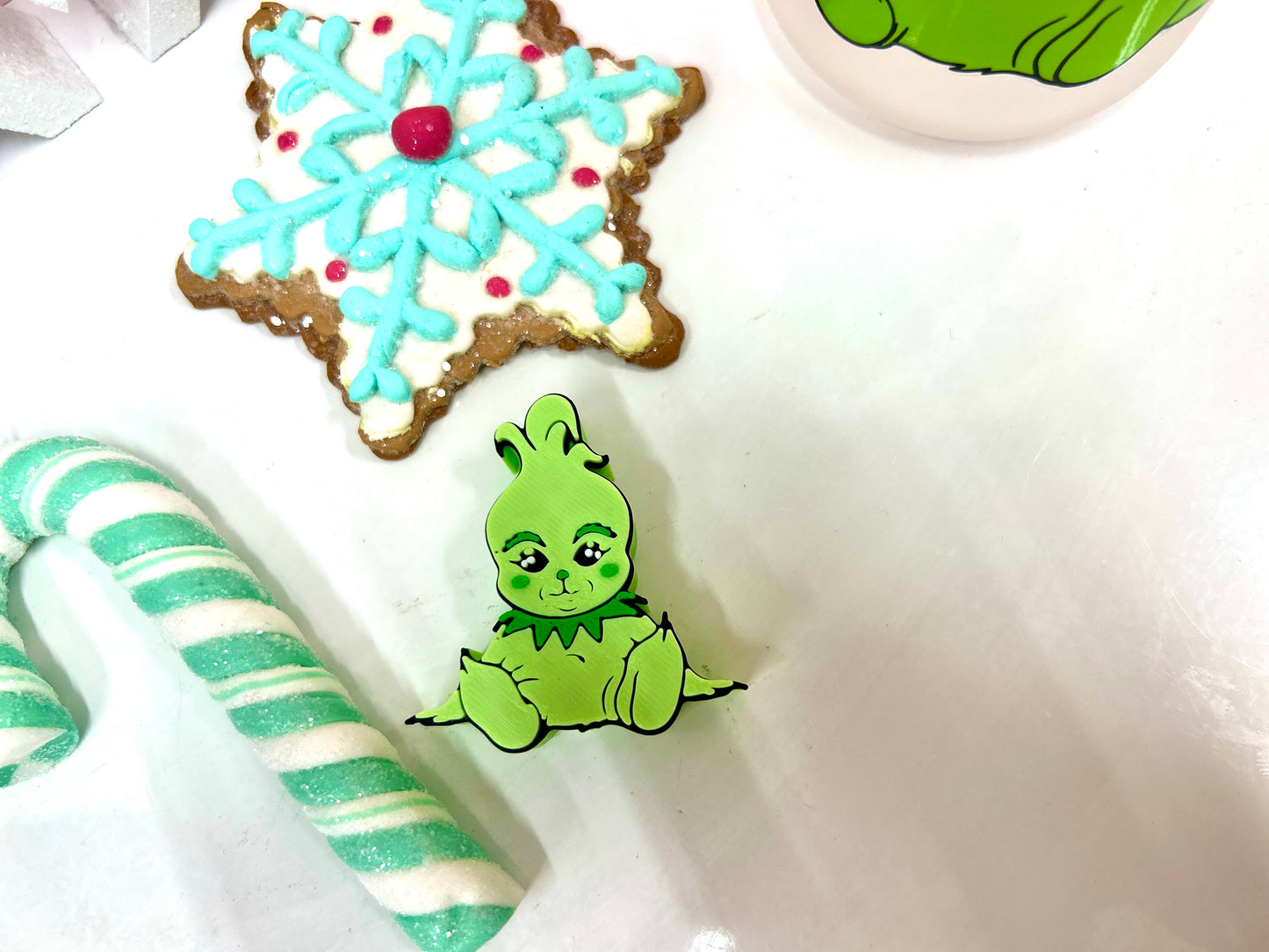 Green Xmas Baby Straw Topper