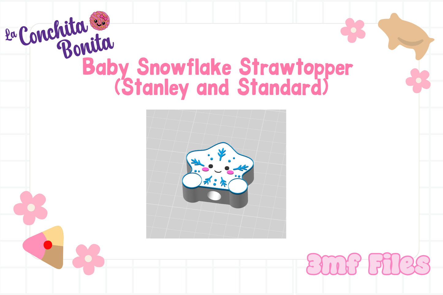 Baby Snowflake Straw Toppers
