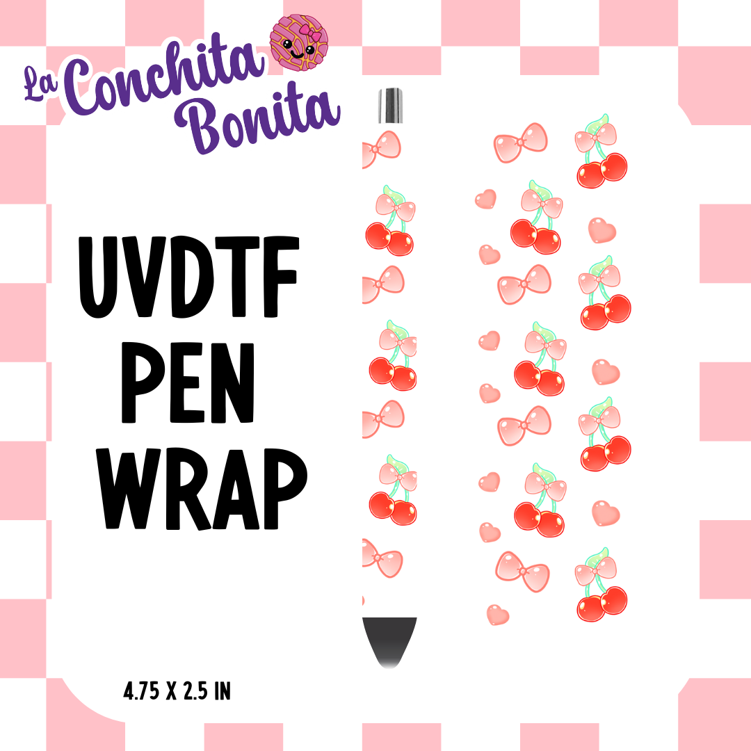 UVDTF Cherry Hearts Pen Wrap