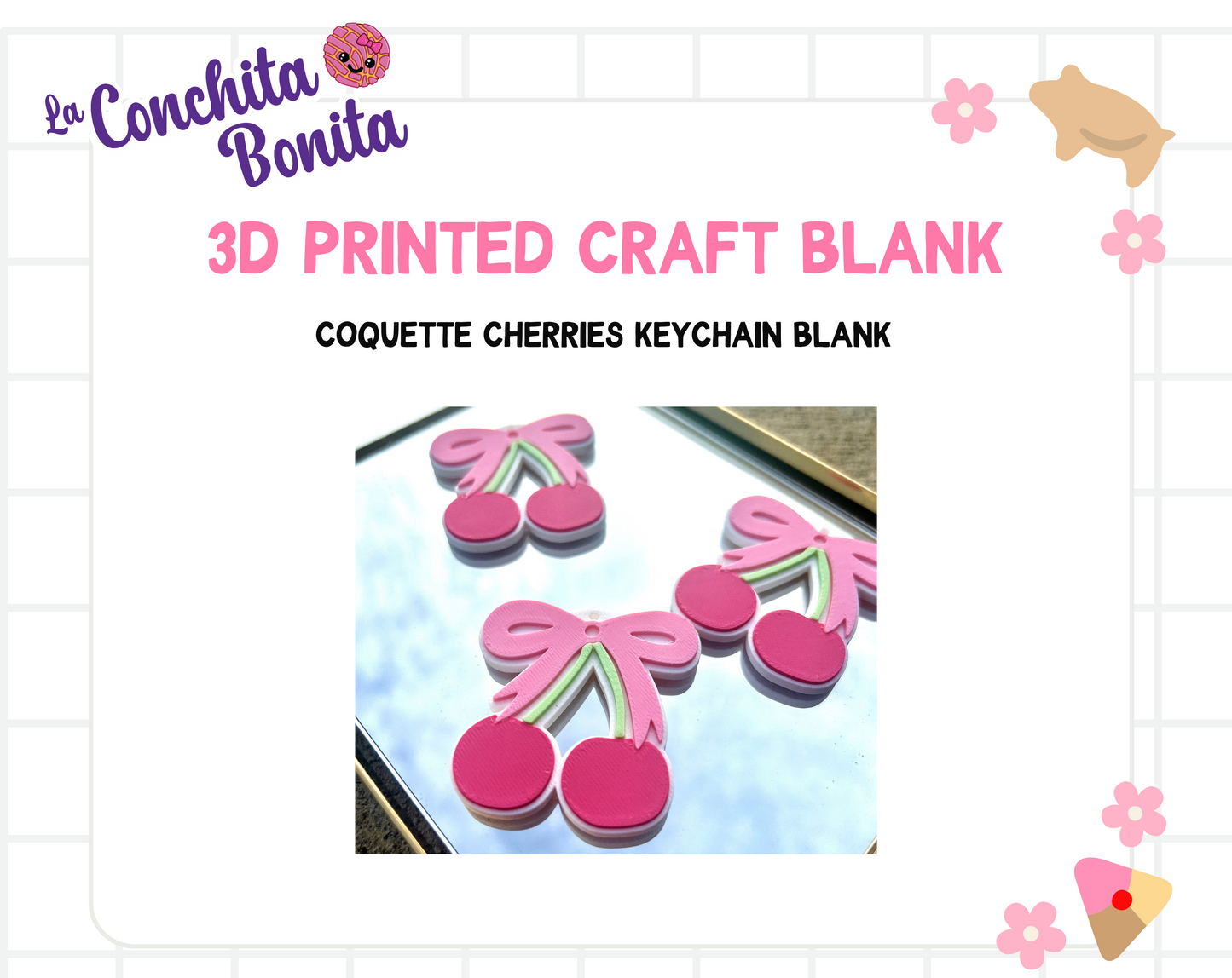 3D Blank - Coquette Cherries Keychain