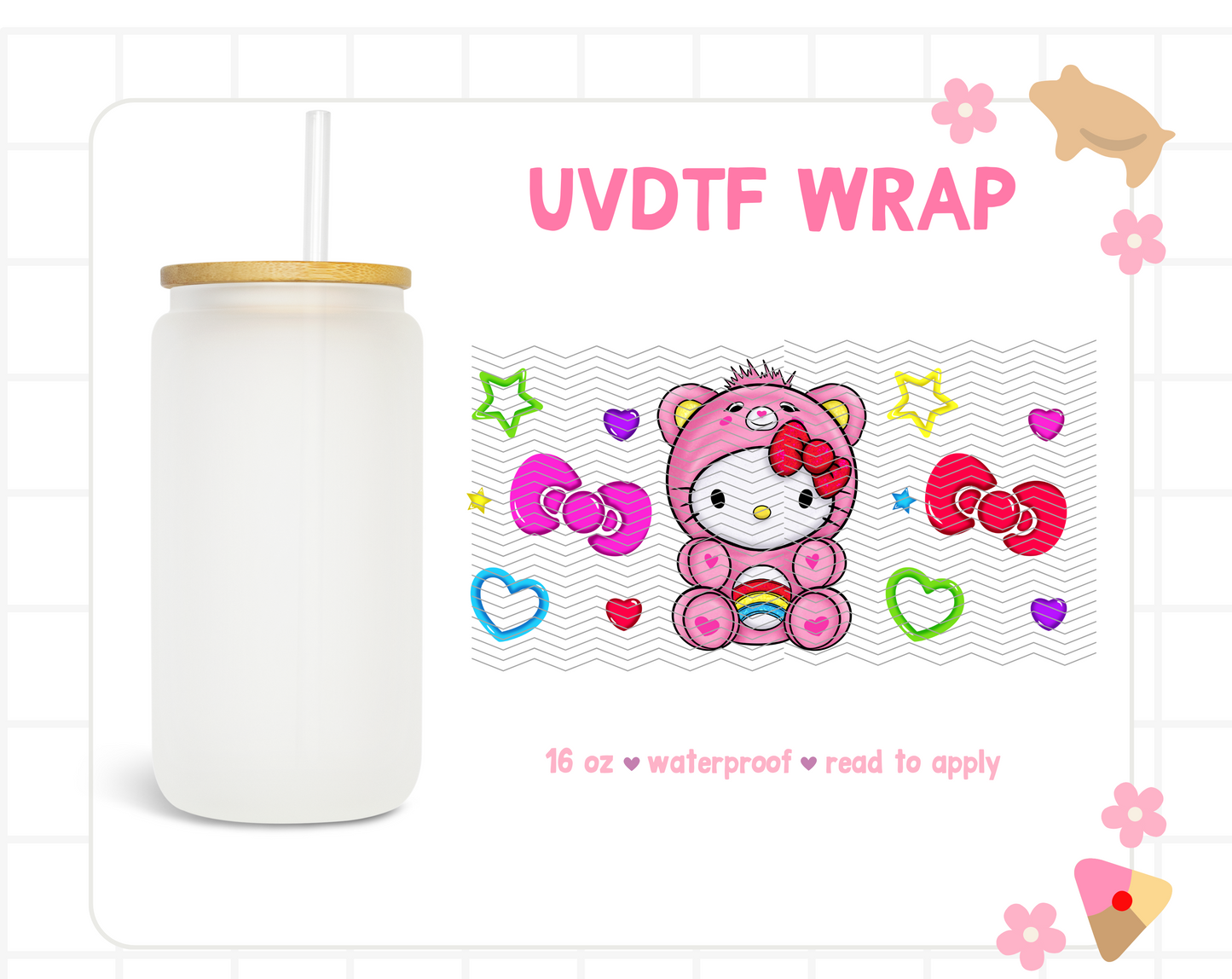 UVDTF Kawaii Pink Bear Wrap