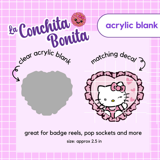 Acrylic Blank -Kawaii Pink Lace Cat