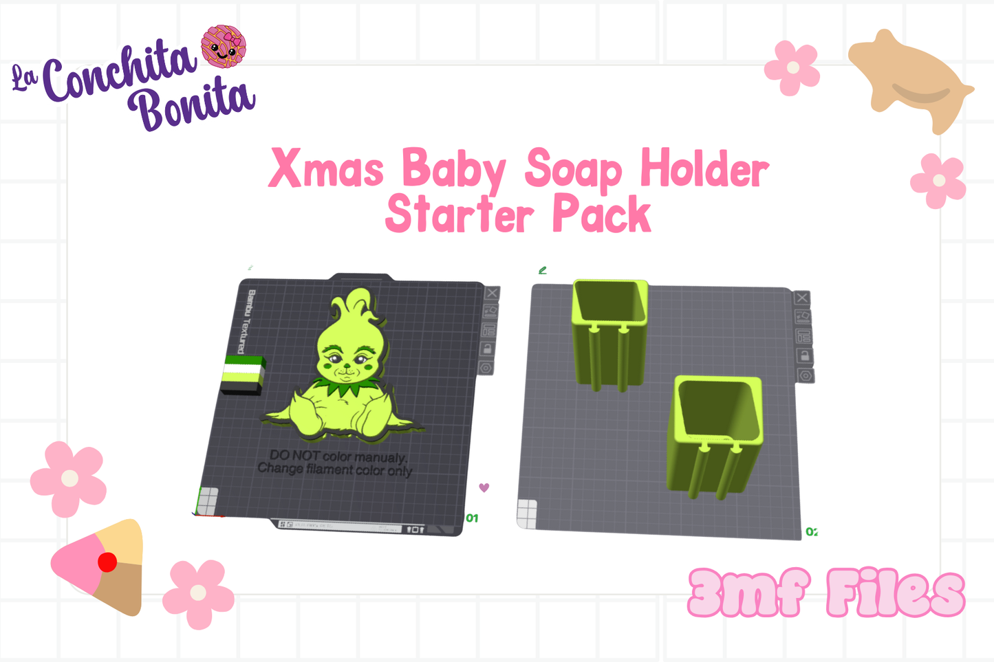 Green Xmas Baby Soap Dispenser Holder – Starter Pack 3mf
