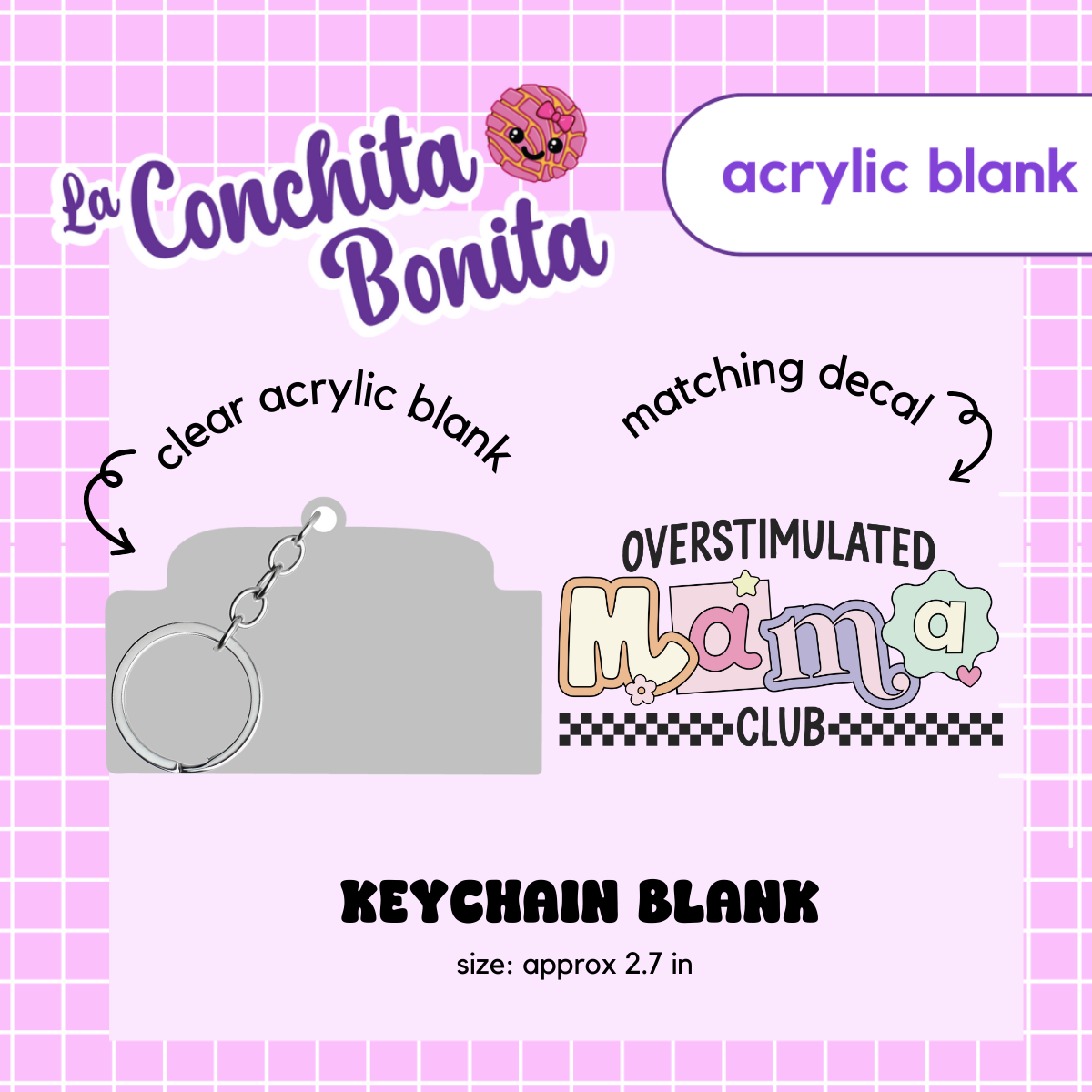 Acrylic Blank - Overstimulated Mama Keychain