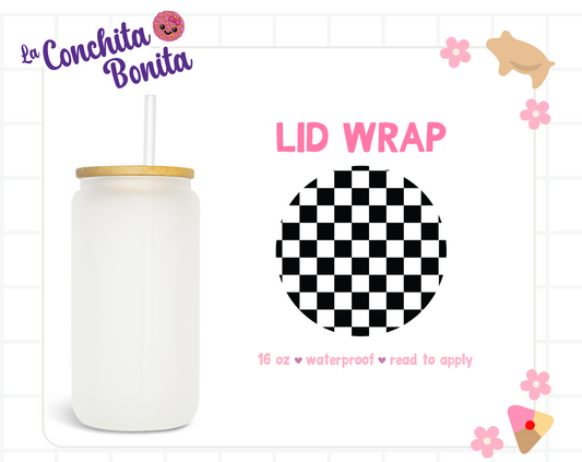 Black and White Checkers Lid Wrap