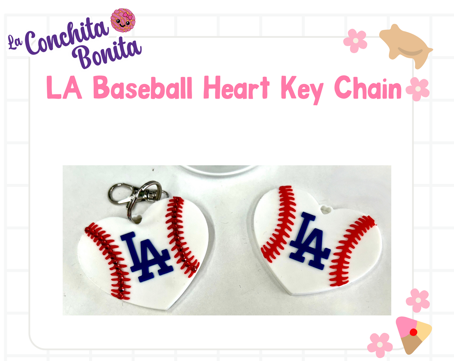 3D Keychain Heart Baseball