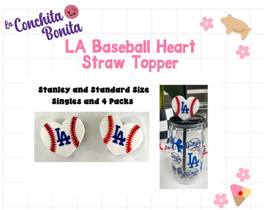 3D Straw Topper - LA Baseball Heart