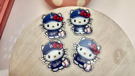 Kawaii Blue Baseball Cat - 4 pack