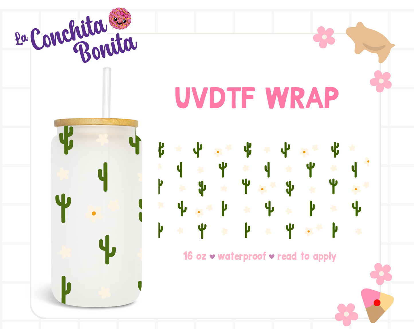 UVDTF Minimal Cactus Daisies Wrap