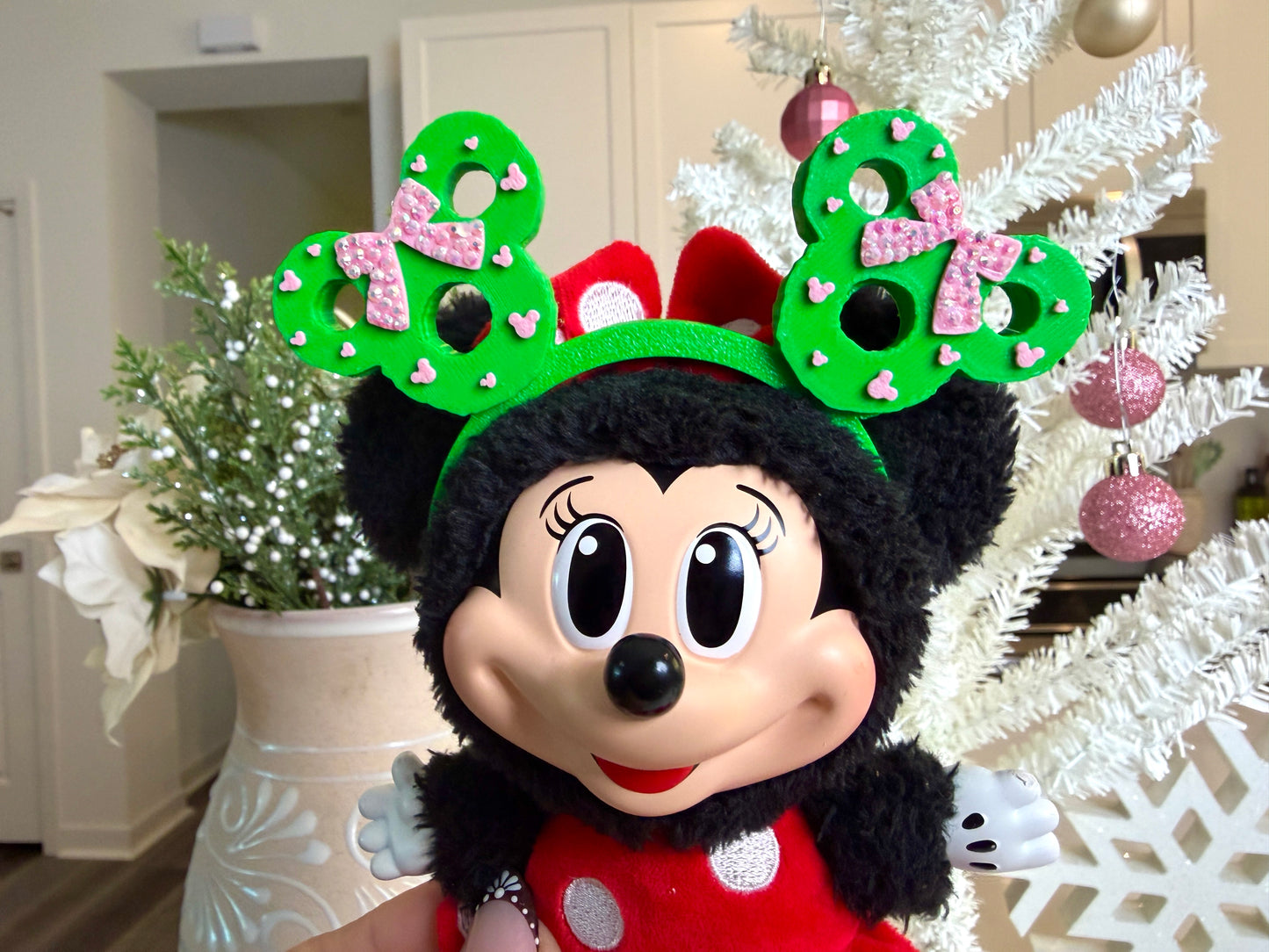 Xmas Wreath Mouse Headband - Pink