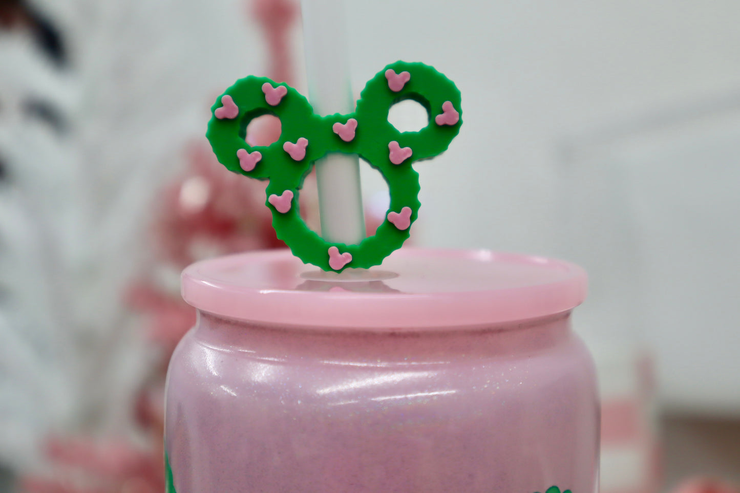 Green Mouse Straw Toppers