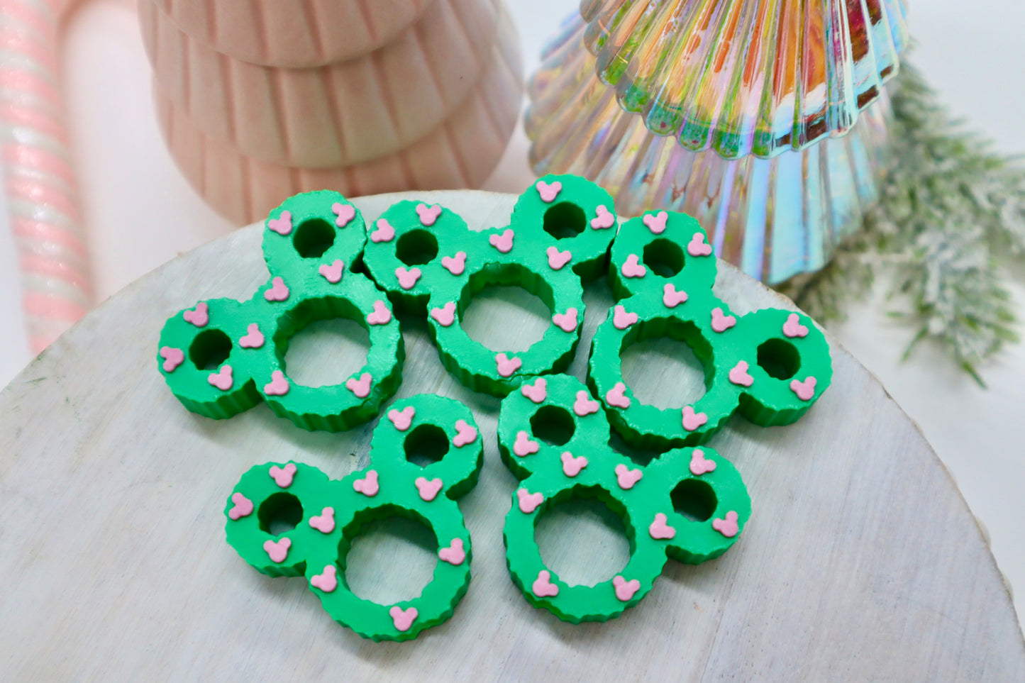 Green Mouse Straw Toppers