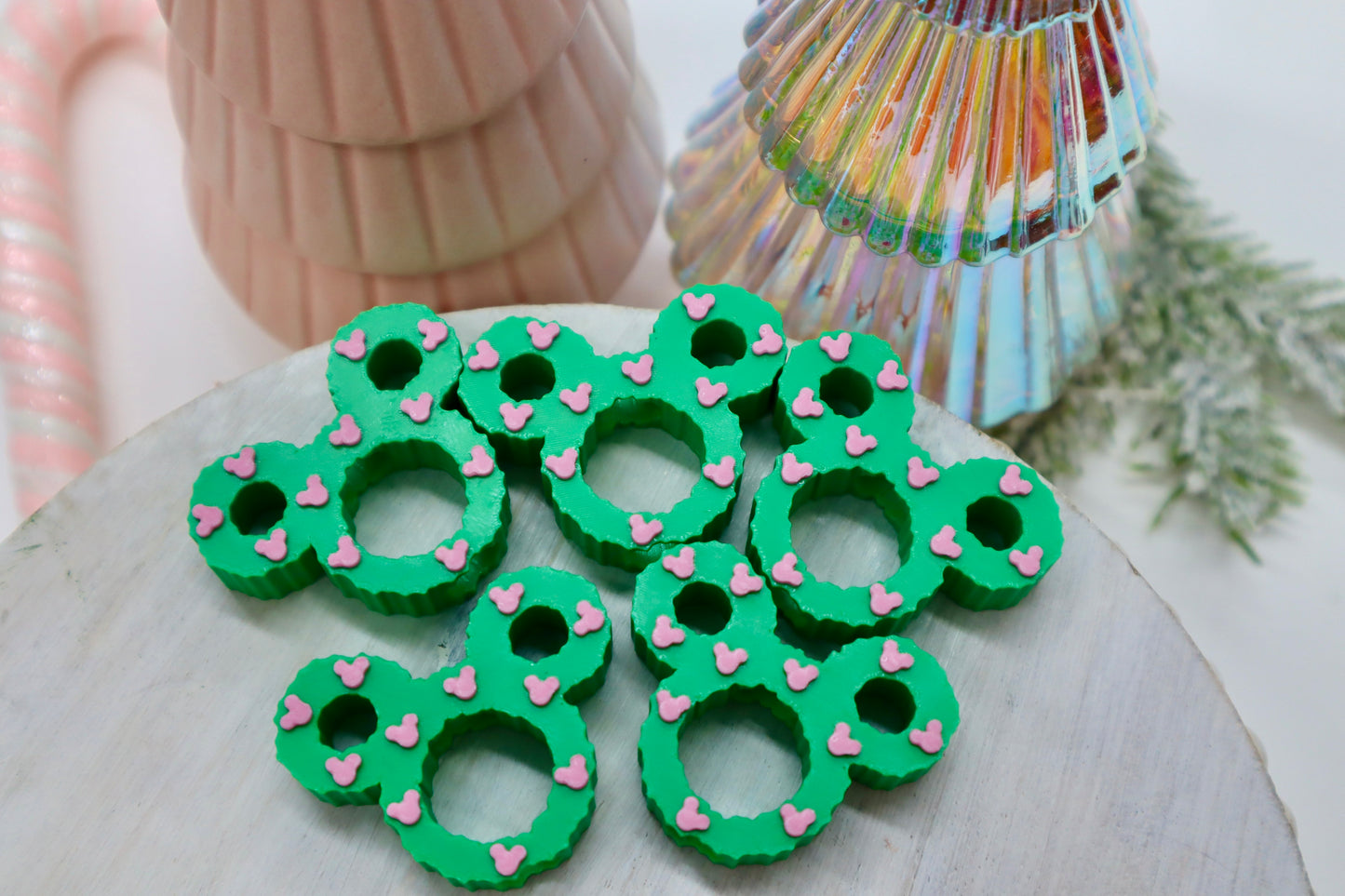 Green Mouse Straw Toppers
