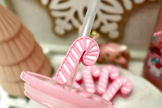 Slanted Candy Cane Straw Topper