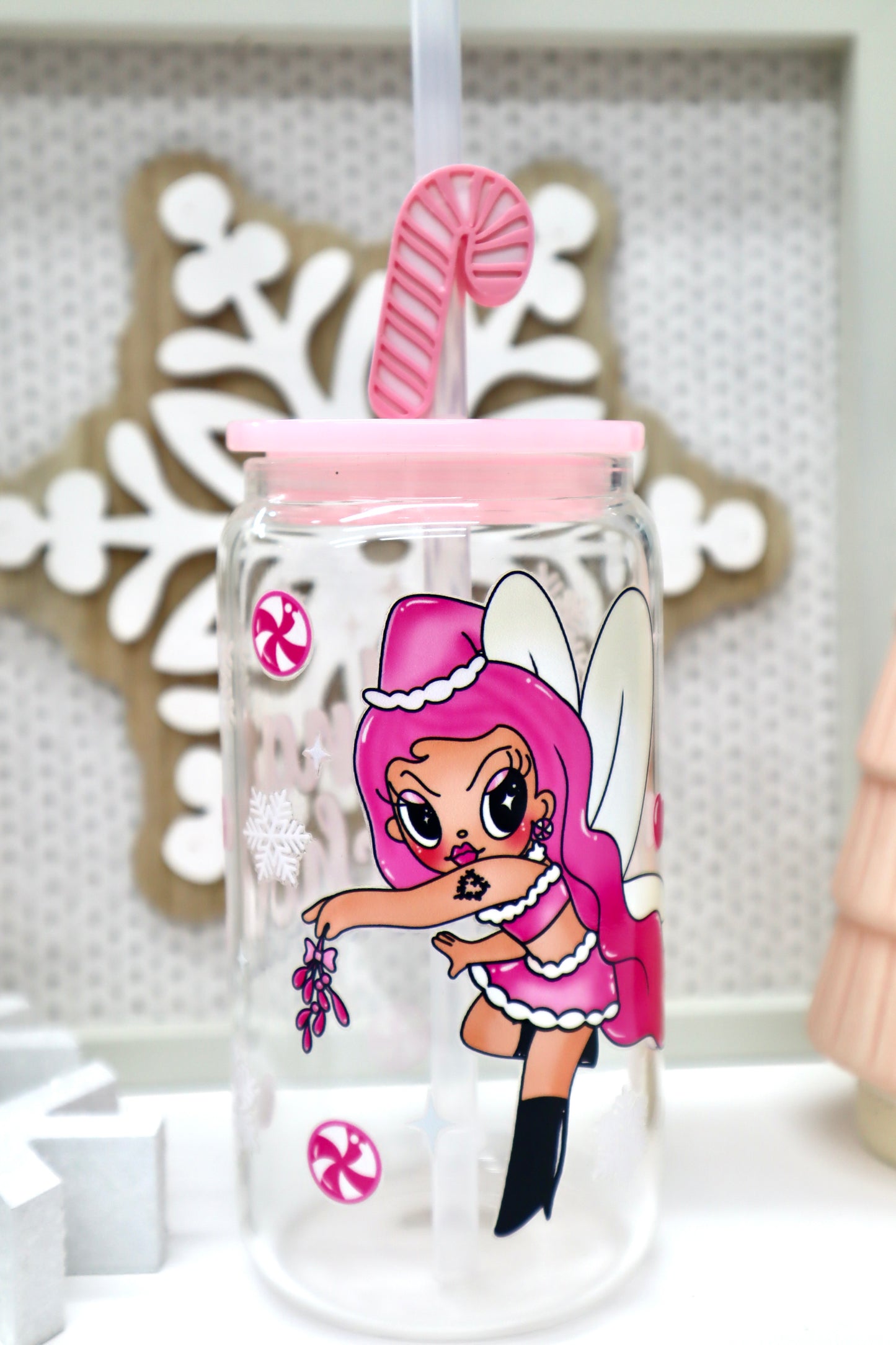 Slanted Candy Cane Straw Topper