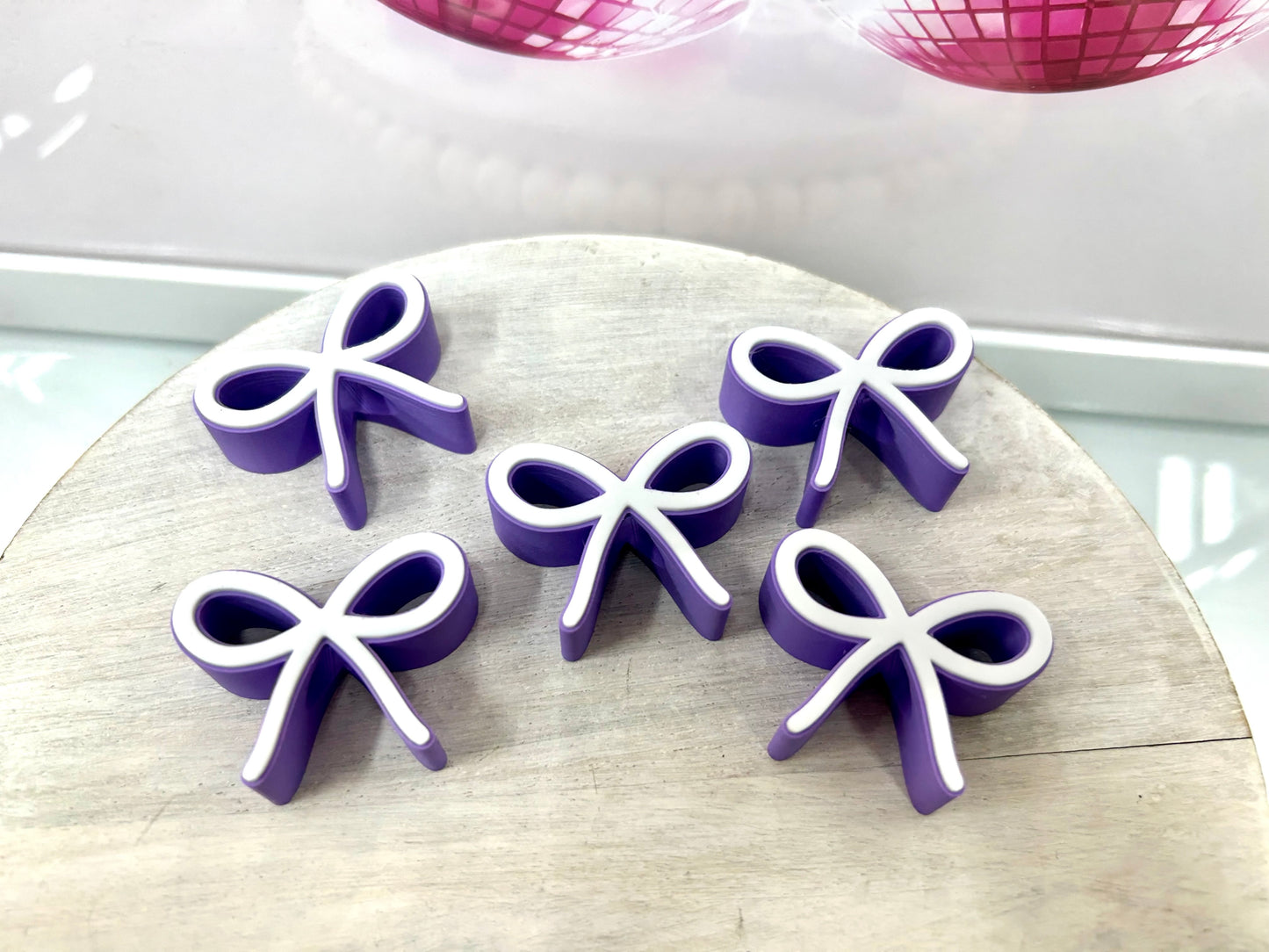 5 Pack Purple Bow Straw Topper
