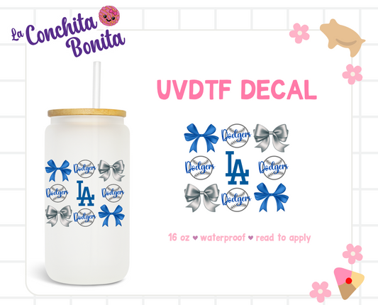 UVDTF Decal Blue and Grey Dodger Bows