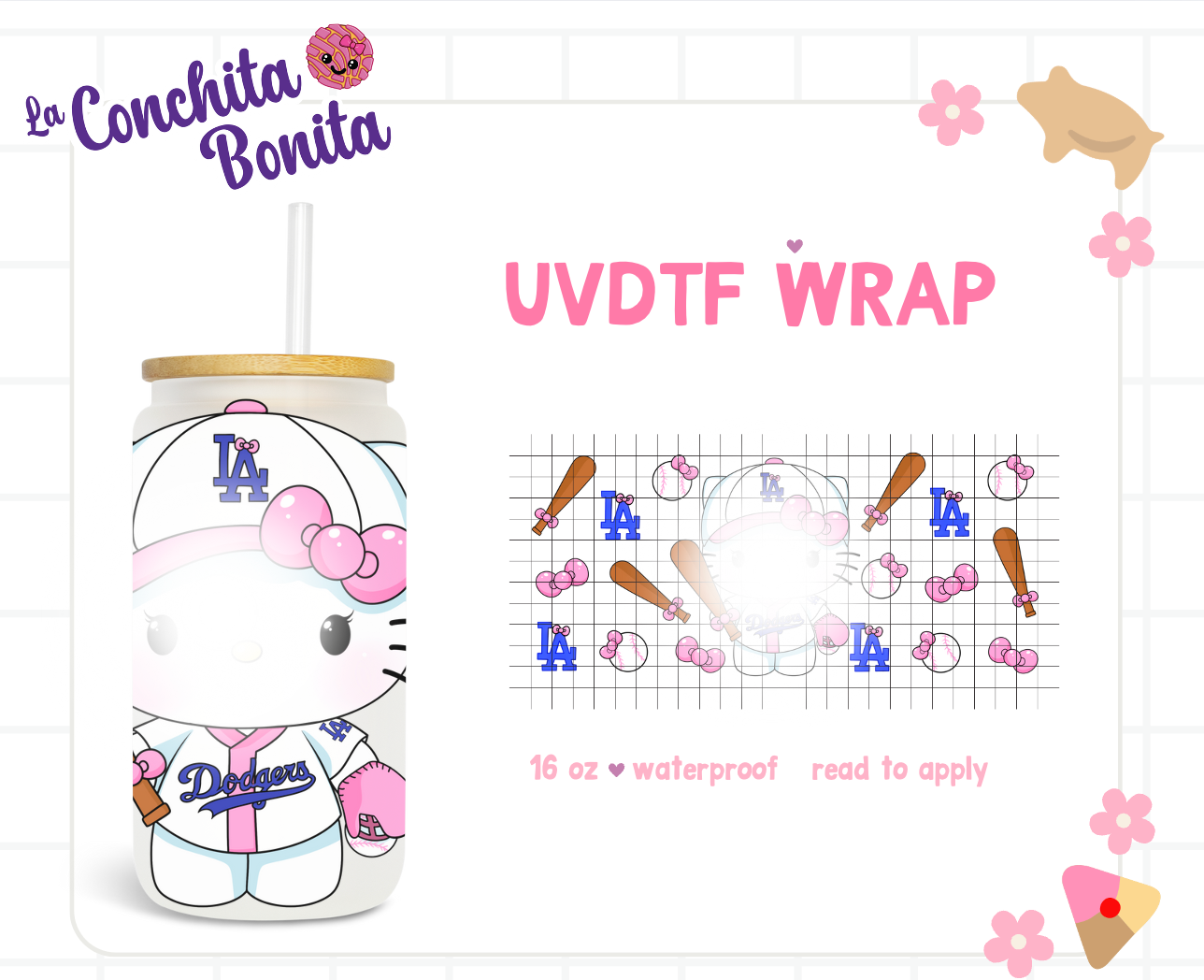 UVDTF Wrap Kawaii Baseball Girl