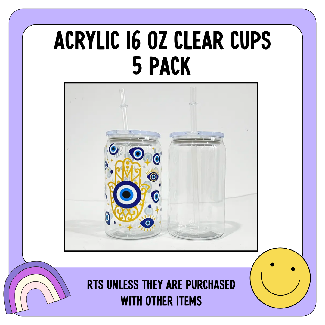 5 pack Acrylic Cup 16 oz (RTS)