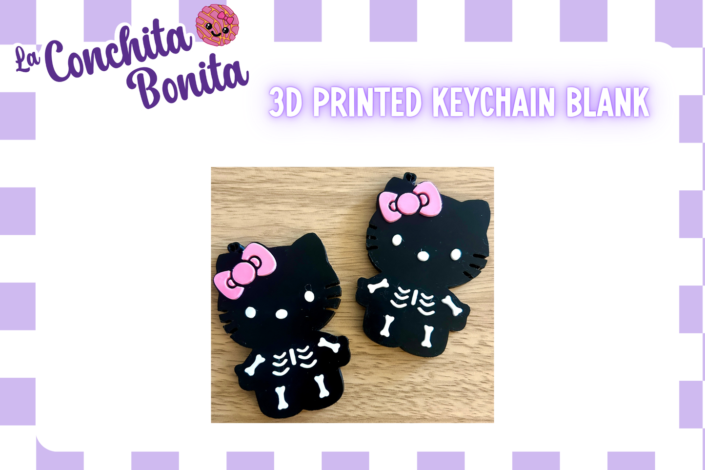 Kitty Skeleton Large 3D Keychain Blank