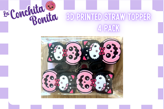 Black Kitty Pumpkin Straw Topper 4 Pack (STANLEY)
