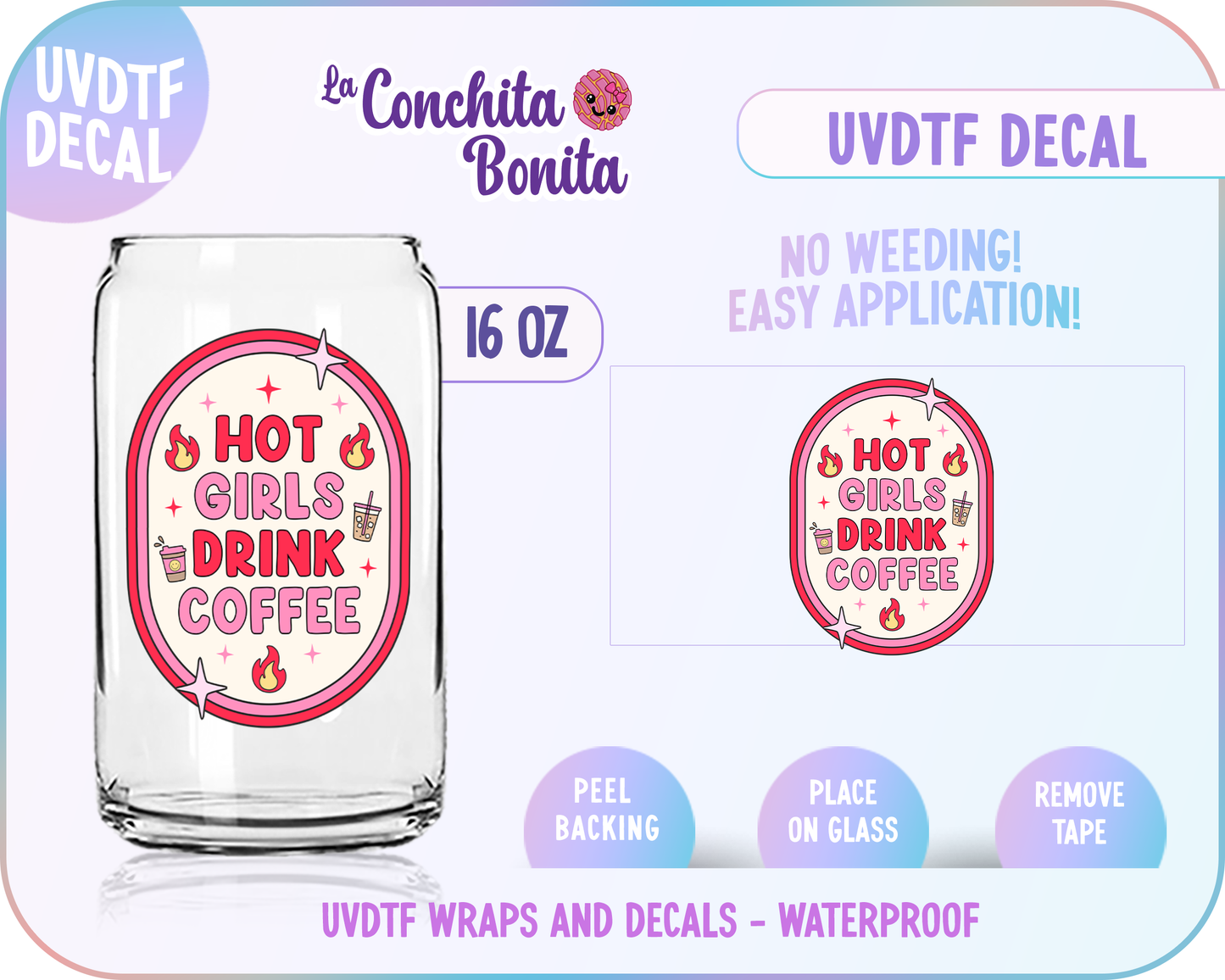 UVDTF Hot Girls Drink Coffee Decal