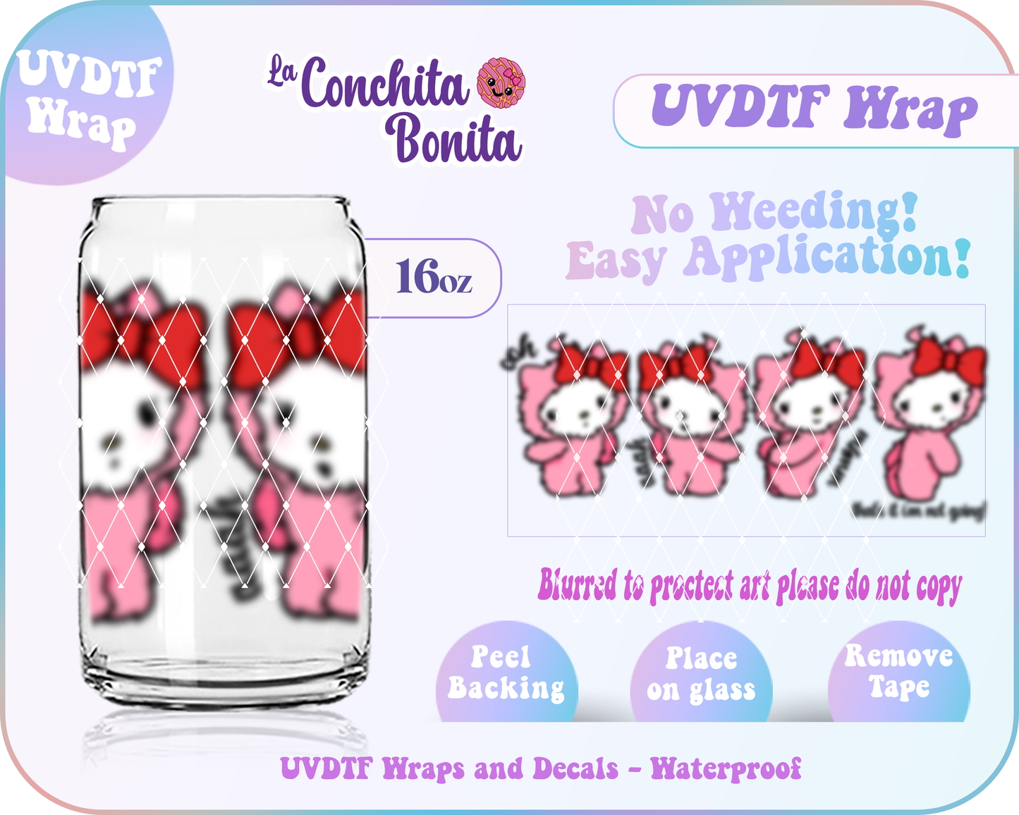 UVDTF Pink Kitty Grinch Posing Wrap