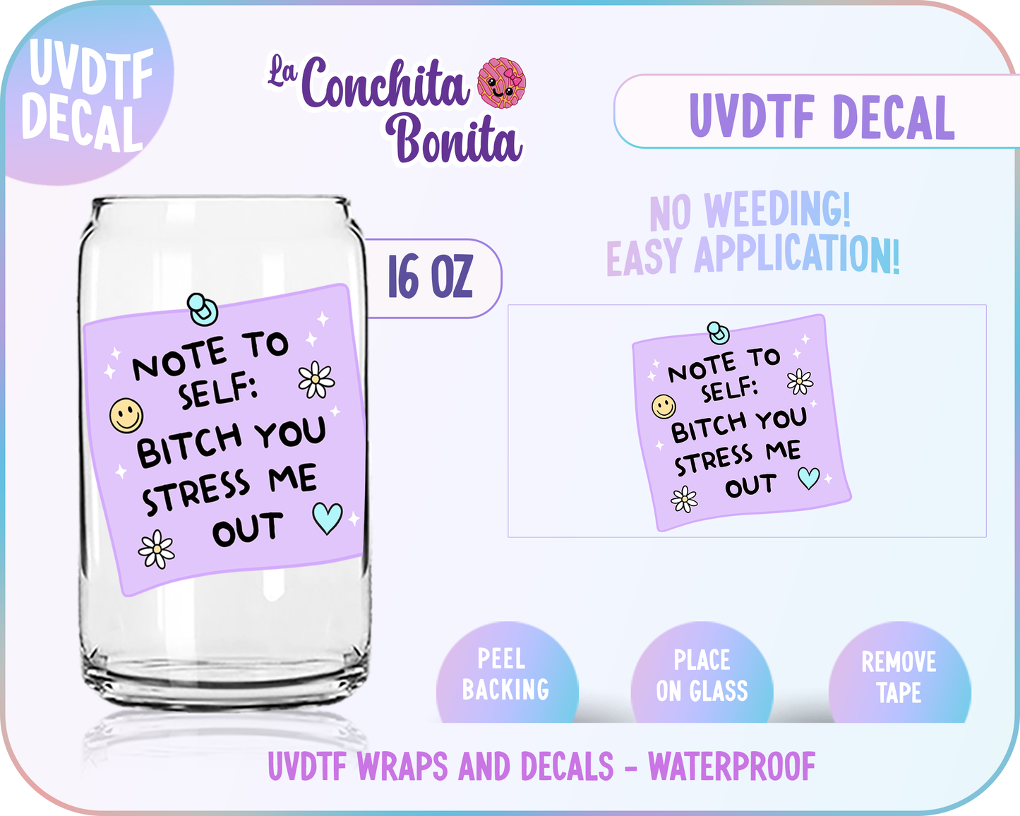 UVDTF Purple Note to Self Decal